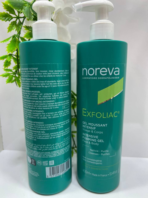 ژل فومینگ شستشوی صورت و بدن نوروا Exfoliac مناسب پوست چرب و جوشدار