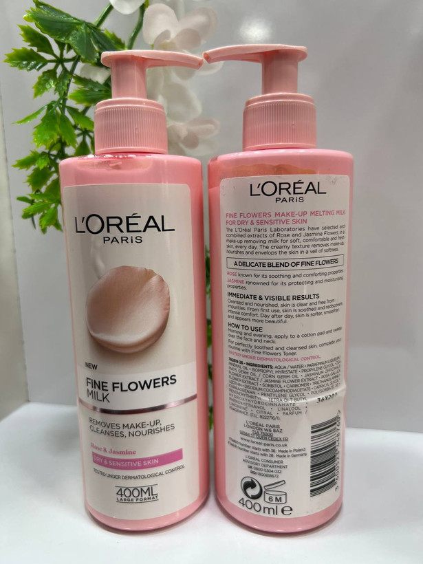 شیرپاککن ملایم لورآل با عصاره گل رز و یاس – Fine Flowers Milk
