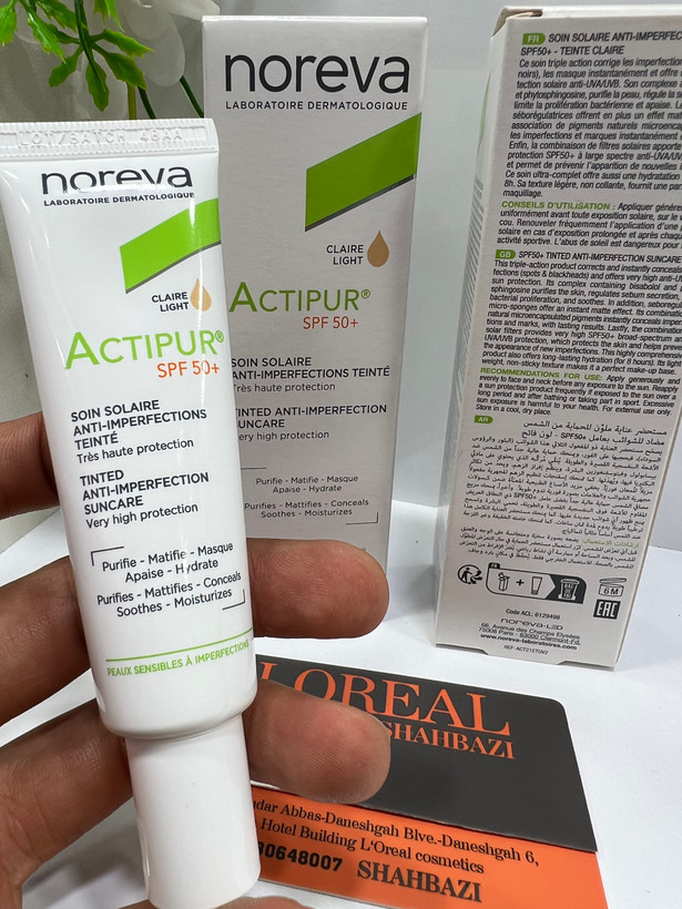 کرم ضد آفتاب رنگی ضدجوش نوروا مدل Actipur SPF50+ حجم 30 میلیلیتر