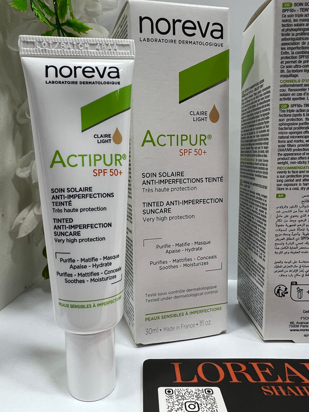 کرم ضد آفتاب رنگی ضدجوش نوروا مدل Actipur SPF50+ حجم 30 میلیلیتر
