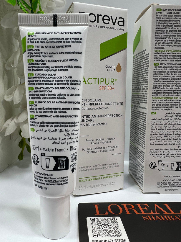 کرم ضد آفتاب رنگی ضدجوش نوروا مدل Actipur SPF50+ حجم 30 میلیلیتر