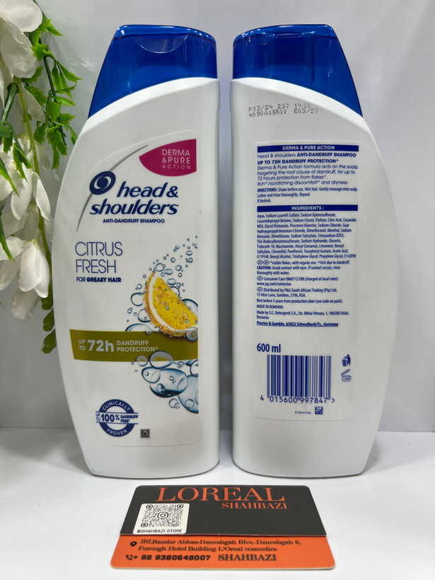 شامپو ضد شوره هد اند شولدرز مدل Citrus Fresh با حجم ۶۰۰ میلیلیتر