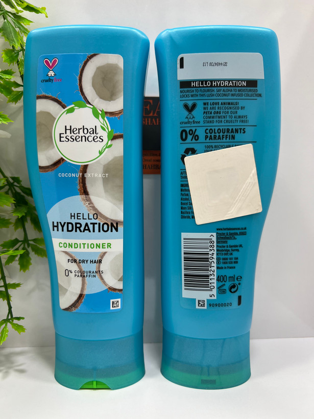 نرمکننده آبرسان و مغذی مو هربال اسنسز مدل Hello Hydration با عصاره نارگیل | مناسب موهای خشک | 400 میلیلیتر