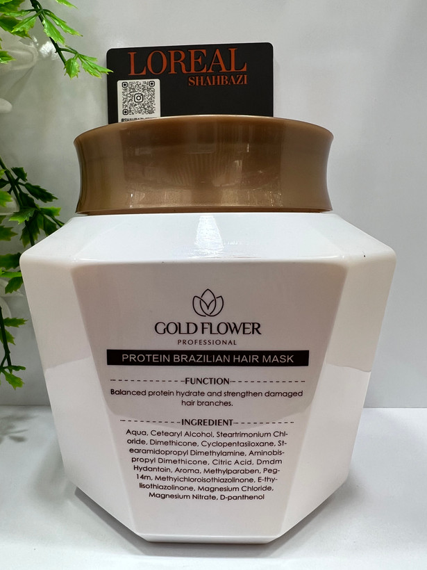 ماسک مو پروتئین برزیلی گلد فلاور (Gold Flower Professional Protein Brazilian Hair Mask) حجم 1000 میلیلیتر