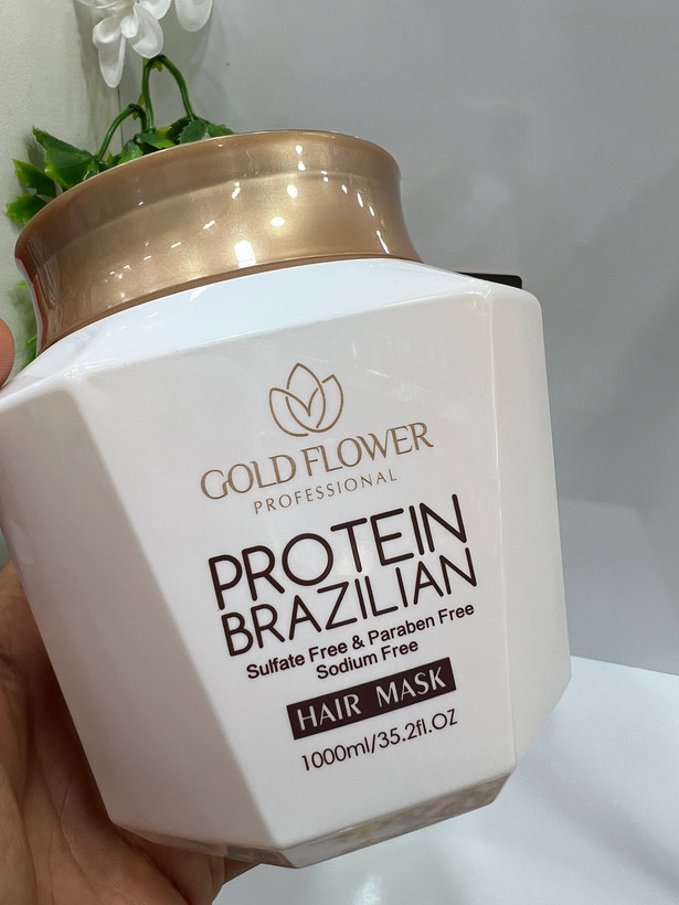 ماسک مو پروتئین برزیلی گلد فلاور (Gold Flower Professional Protein Brazilian Hair Mask) حجم 1000 میلیلیتر