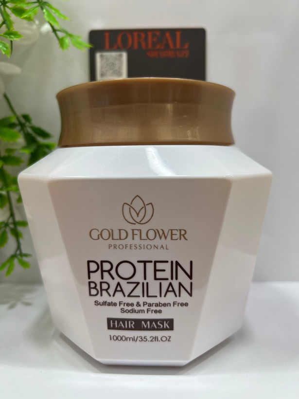 ماسک مو پروتئین برزیلی گلد فلاور (Gold Flower Professional Protein Brazilian Hair Mask) حجم 1000 میلیلیتر