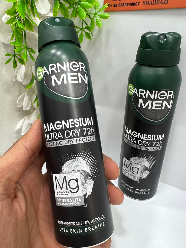 اسپری ضد تعریق مردانه گارنیر من مدل Magnesium Ultra Dry 72H حجم 150 میلی لیتر