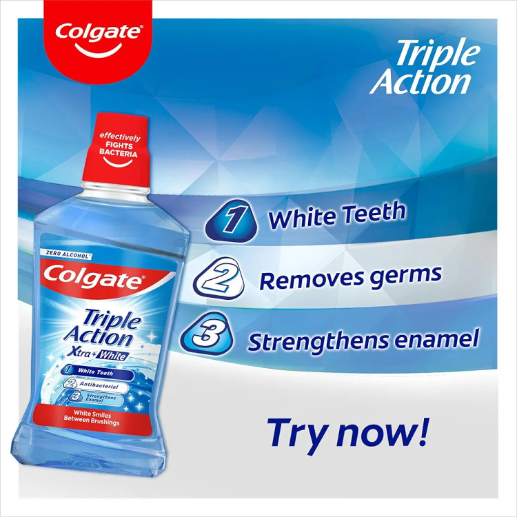 خرید دهان شویه سفید کننده کلگیت Plax Triple Action Xtra White بدون الکل | ضدباکتری و خوشبوکننده دهان