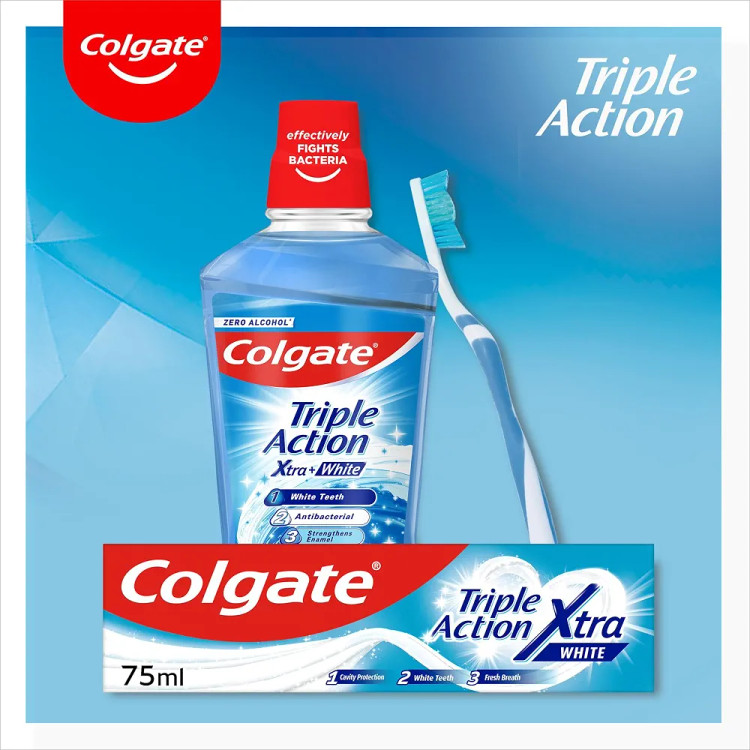 خرید دهان شویه سفید کننده کلگیت Plax Triple Action Xtra White بدون الکل | ضدباکتری و خوشبوکننده دهان
