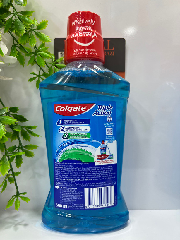 دهان شویه کلگیت تریپل اکشن بدون الکل 500 میل | Colgate Triple Action Alcohol Free