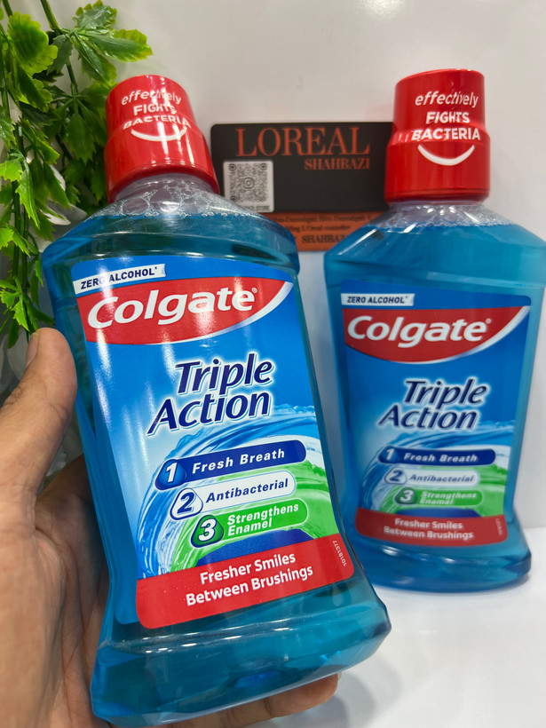 دهان شویه کلگیت تریپل اکشن بدون الکل 500 میل | Colgate Triple Action Alcohol Free