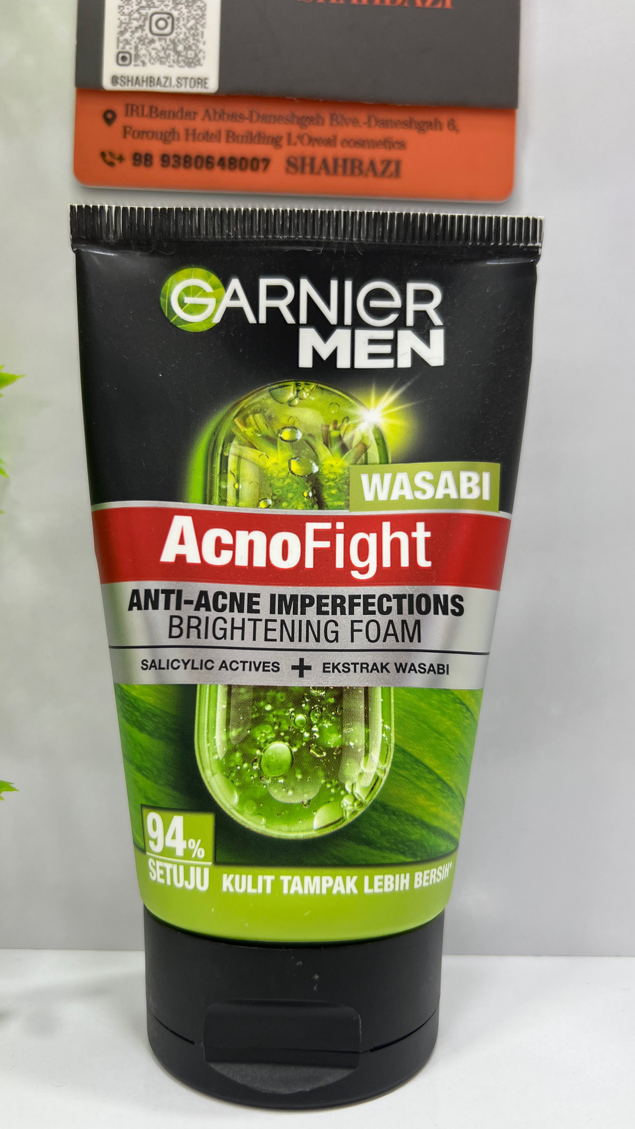 فوم شستشوی ضد جوش و روشن کننده گارنیر من مدل AcnoFight Wasabi Brightening