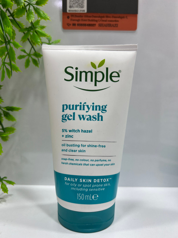 ژل شستشوی صورت پوست چرب سیمپل مدل Purifying Gel Wash حاوی ویچ هازل و زینک 150 میلی لیتر