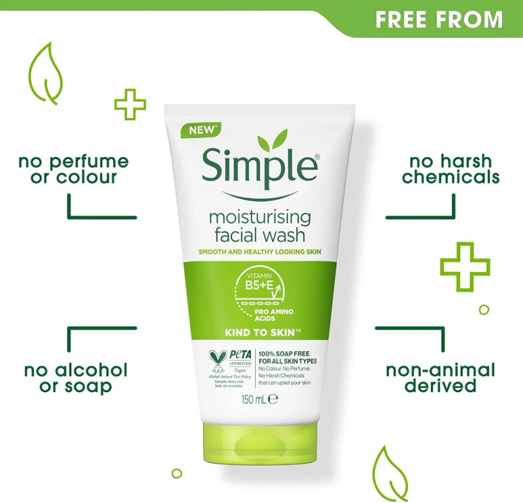ژل شستشوی صورت سیمپل مدل Moisturising Facial Wash حجم 150 میلی لیتر