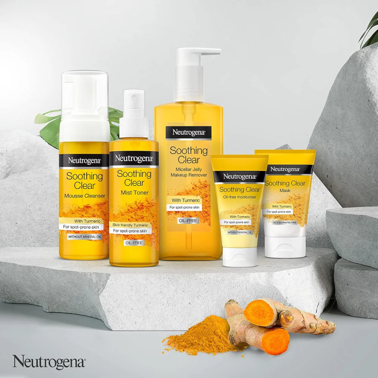 ژل میسلار پاک کننده آرایش نوتروژینا Clear & Soothe حاوی زردچوبه مناسب پوست مستعد جوش 200 میل