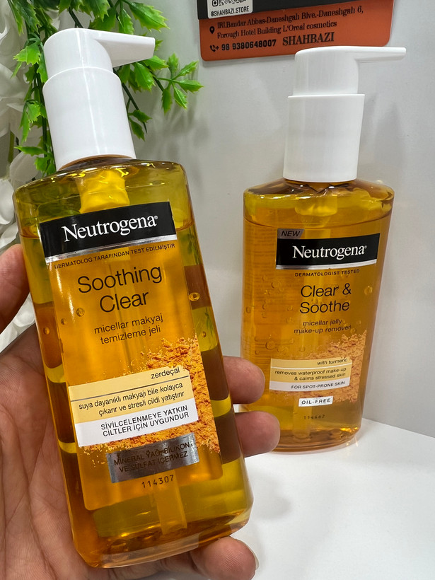 ژل میسلار پاک کننده آرایش نوتروژینا Clear & Soothe حاوی زردچوبه مناسب پوست مستعد جوش 200 میل