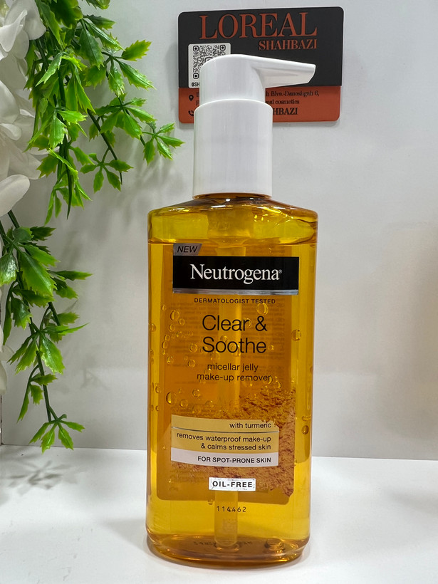 ژل میسلار پاک کننده آرایش نوتروژینا Clear & Soothe حاوی زردچوبه مناسب پوست مستعد جوش 200 میل