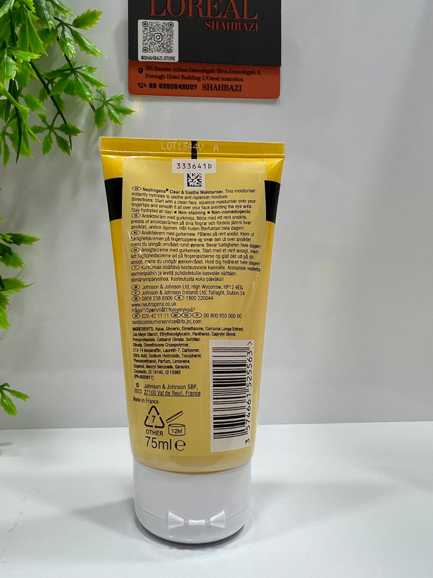 کرم آبرسان و تسکیندهنده نوتروژینا Clear & Soothe حاوی زردچوبه 75 میل
