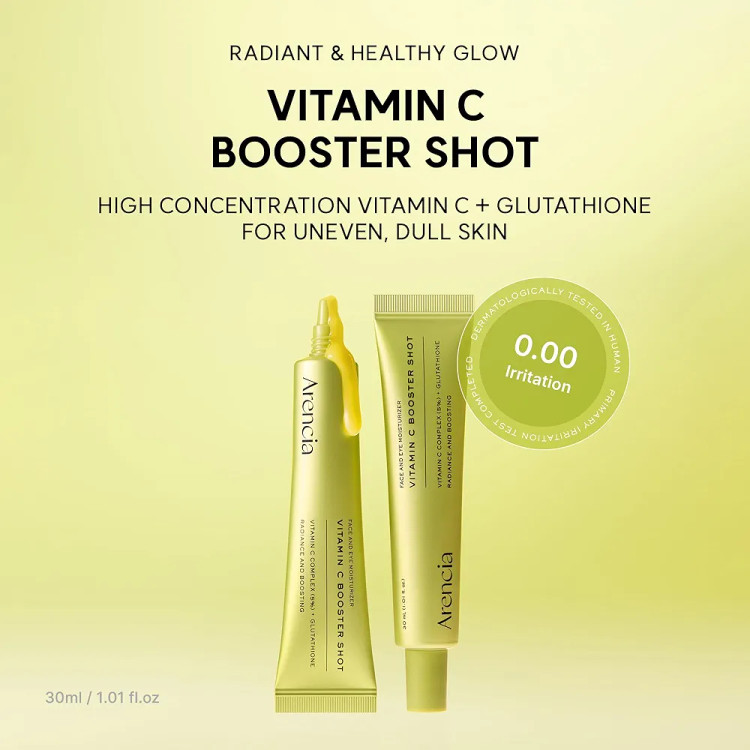 کرم آرنسیا سرم ویتامین C مدل Vitamin C Booster Shot روشن کننده و آبرسان صورت و دور چشم 30 میلی لیتر