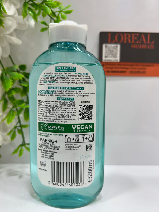 تونر آبرسان گارنیر هیالورونیک اسید و آلوئهورا | Garnier Hyaluronic Aloe Toner