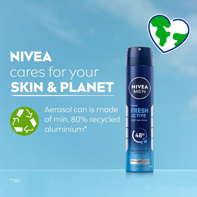 اسپری بزرگ ضدتعریق مردانه نیوآ فرش اکتیو Men Fresh Active Infinifresh 48H