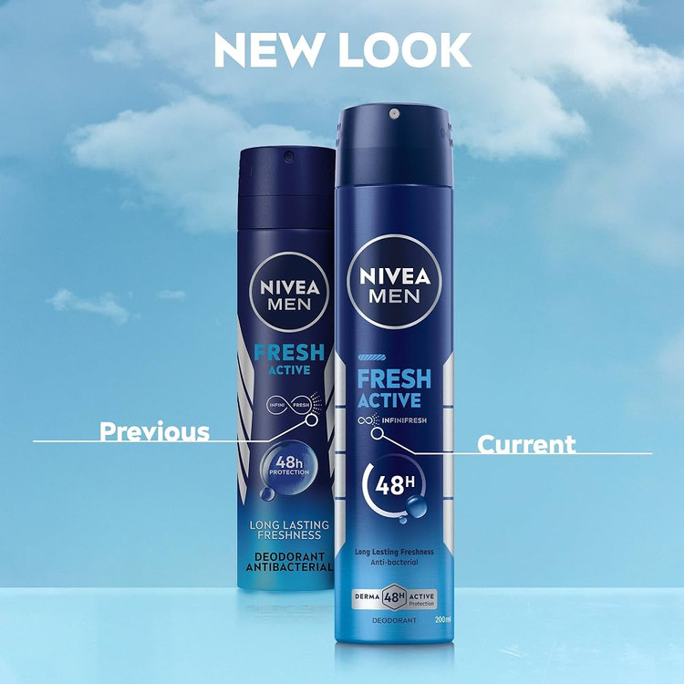 اسپری بزرگ ضدتعریق مردانه نیوآ فرش اکتیو Men Fresh Active Infinifresh 48H