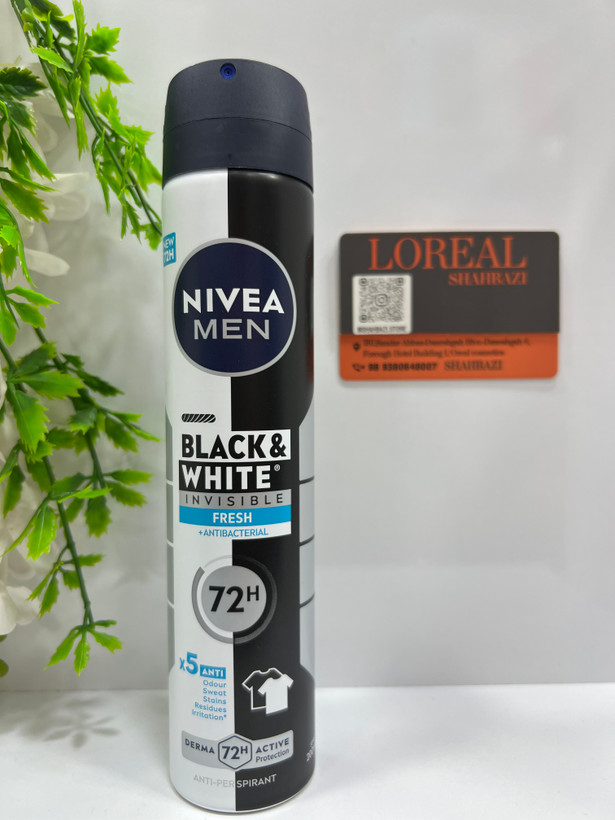 اسپری بزرگ ضدتعریق مردانه نیوآ مدل بلک اند وایت فرش Black & White Invisible Fresh +