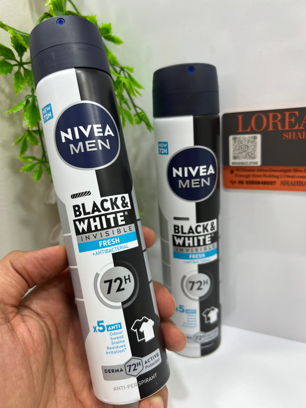 اسپری بزرگ ضدتعریق مردانه نیوآ مدل بلک اند وایت فرش Black & White Invisible Fresh +