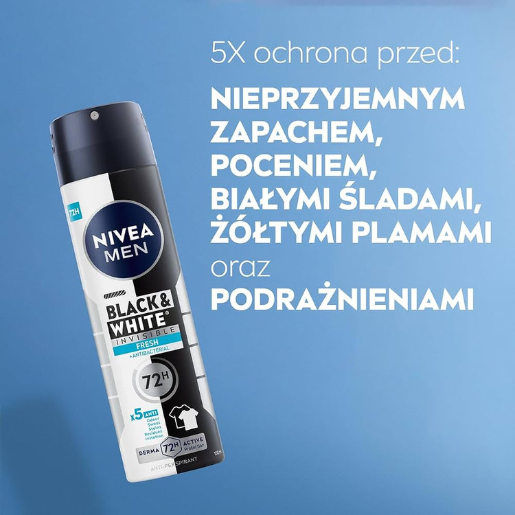 اسپری بزرگ ضدتعریق مردانه نیوآ مدل بلک اند وایت فرش Black & White Invisible Fresh +