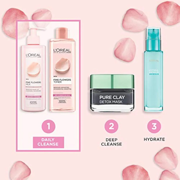 شیرپاککن ملایم لورآل با عصاره گل رز و یاس – Fine Flowers Milk