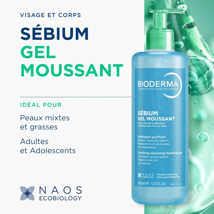 ژل شستشوی پوست چرب بایودرما Sebium Gel Moussant