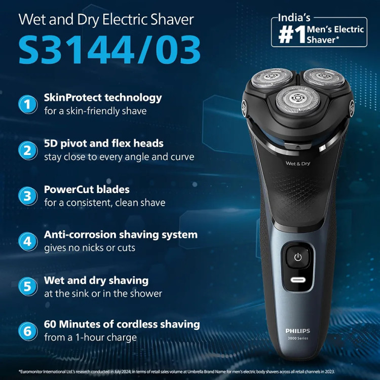 ریشتراش فیلیپس چرخشی سری 3000 مدل S3144/00